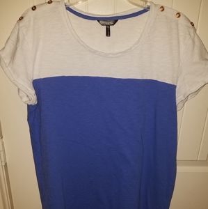 NICOLE MILLER color block blue and white T shirt dress size xxl